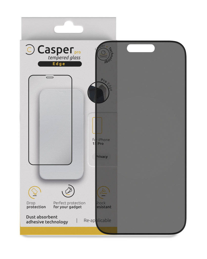 Verre trempé Privacy compatible iPhone 15 Pro Apple - Casper Pro Edge