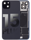 Vitre arrière avec adhésif et MagSafe original pour iPhone 15 Plus - Avec Logo - Grade A - Noir