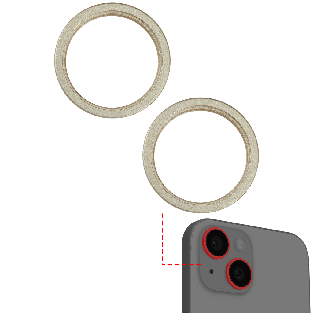 Anneau de protection de lentille caméra arrière compatible iPhone 15 - 15 Plus - Aftermarket Plus - Jaune - 2 pièces