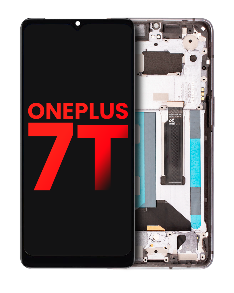 Bloc écran OLED sans châssis compatible OnePlus 7T - Aftermarket Plus - Argent mat