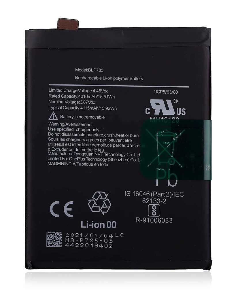 Batterie compatible Oneplus Nord 4G - BLP785