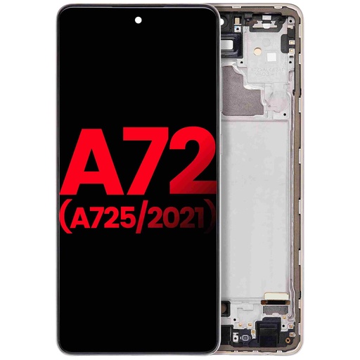 [107082087352] Bloc écran OLED avec châssis compatible SAMSUNG A72 - A725 2021 - 6,36" - Aftermarket Plus - Blanc