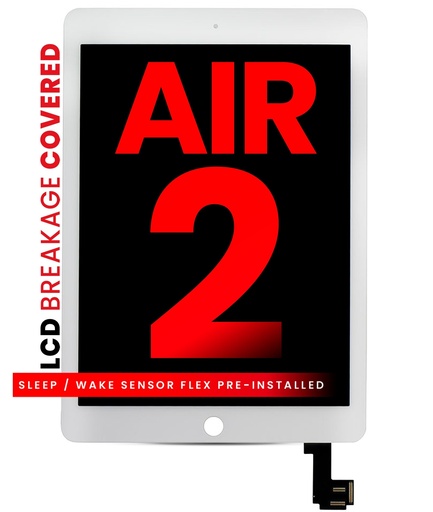 [107082005455] Bloc écran LCD et tactile pour iPad Air 2 (Nappe smart cover pré-installée) - XO7 - Blanc