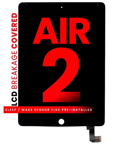 [107082005450] Bloc écran LCD et tactile pour iPad Air 2 (Nappe smart cover pré-installée) - XO7 - Noir