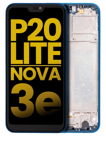 [107082059505] Bloc écran LCD avec châssis pour HUAWEI P20 Lite/Nova 3E - Reconditionné - Bleu