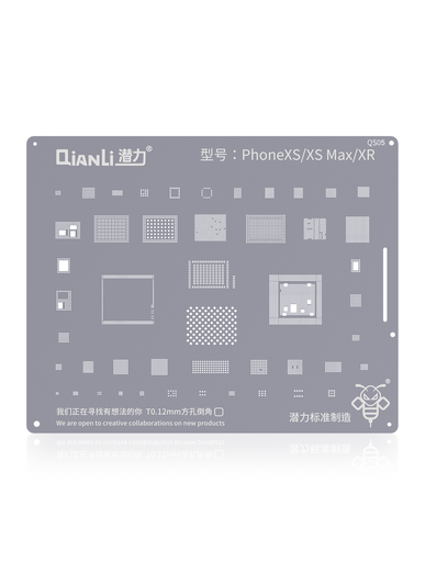 [5010105005] Stencil pochoir de rebillage pour iPhone XR - XS et XS Max - Qianli QS05