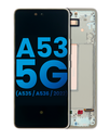 Bloc écran LCD avec châssis - sans capteur d'empreintes digitales compatible Samsung Galaxy A53 5G A536 2022 - Aftermarket: Incell - Blanc
