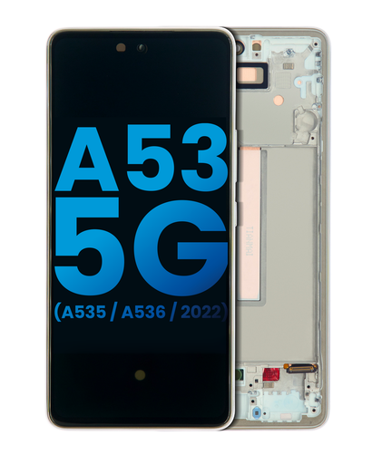 [107082111318] Bloc écran LCD avec châssis - sans capteur d'empreintes digitales compatible Samsung Galaxy A53 5G A536 2022 - Aftermarket: Incell - Blanc