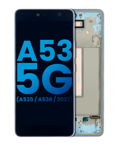 [107082111317] Bloc écran LCD avec châssis - sans capteur d'empreintes digitales compatible Samsung Galaxy A53 5G A536 2022 - Aftermarket: Incell - Bleu