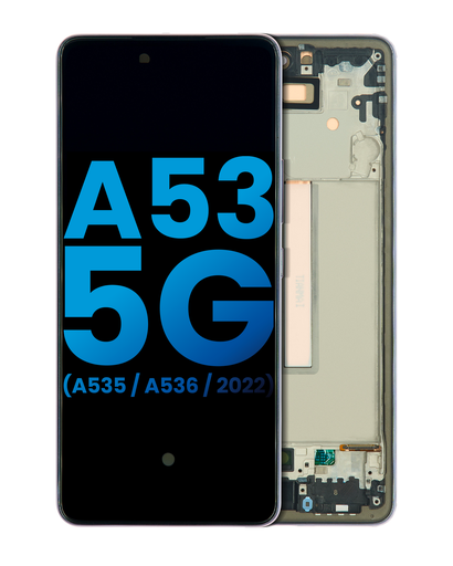 [107082111316] Bloc écran LCD avec châssis - sans capteur d'empreintes digitales compatible Samsung Galaxy A53 5G A536 2022 - Aftermarket: Incell - Noir