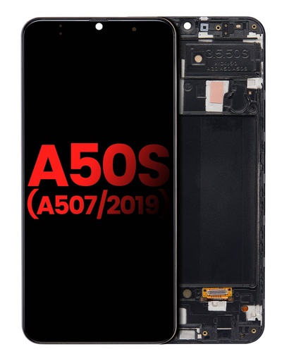 [107082023304] Bloc écran OLED avec châssis compatible Samsung Galaxy A50s A507 2019 - Aftermarket Plus - Toutes couleurs