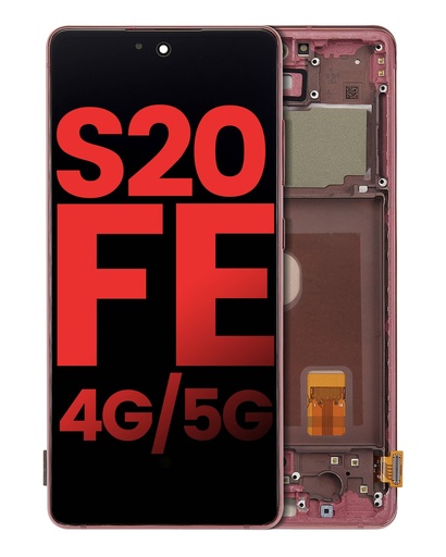 [107082076605] Bloc écran OLED avec châssis pour Samsung Galaxy S20 FE 4G/5G (Compatible) - Cloud Red