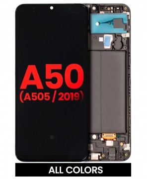 [107082019913] Bloc écran OLED avec châssis compatible SAMSUNG Galaxy A50 A505 2019 - Aftermarket Plus - Toutes couleurs