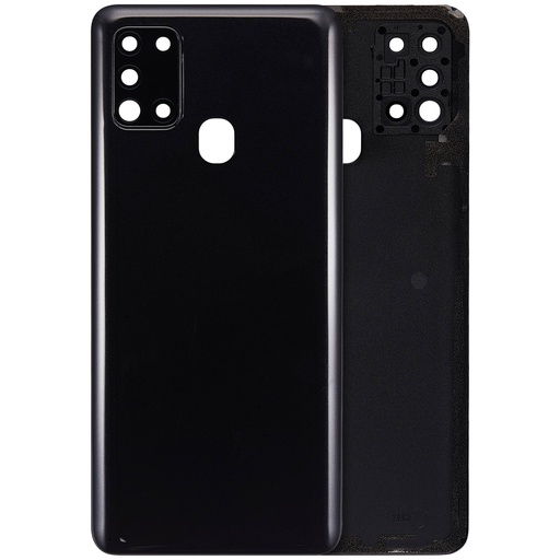 [107082119960] Vitre arrière avec lentille caméra arrière compatible Samsung Galaxy A21S A217 2020 - Aftermarket Plus - Noir