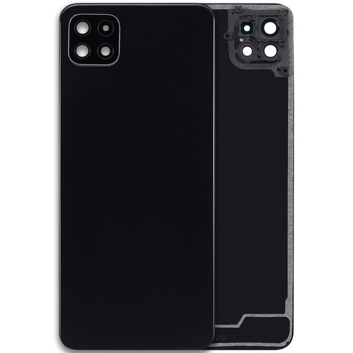 [107082119956] Vitre arrière avec lentille caméra arrière compatible Samsung Galaxy A22 5G A226 2021 - Aftermarket Plus - Noir