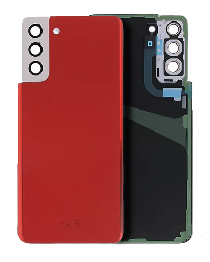 [107082136281] Vitre arrière avec adhésif compatible Samsung Galaxy S21 Plus 5G - Phantom Red