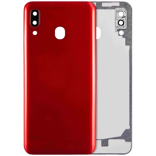 [107082119954] Vitre arrière avec lentille caméra compatible SAMSUNG A20 - A205 2019 - Aftermarket Plus - Rouge
