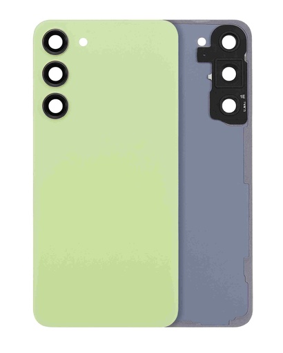 [107082136755] Vitre arrière avec lentille caméra compatible SAMSUNG S23 Plus 5G - Sans logo - Aftermarket Plus - Citron Vert