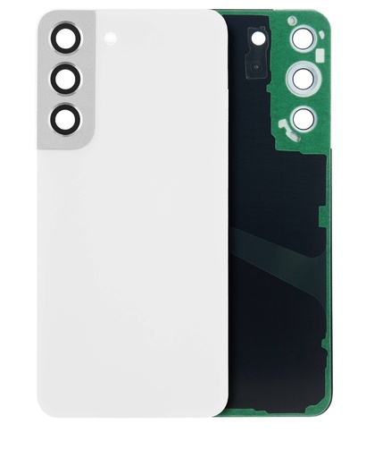 [107082079346] Vitre arrière avec lentille caméra compatible Samsung Galaxy S22 5G - Sans Logo - Aftermarket Plus - Blanc