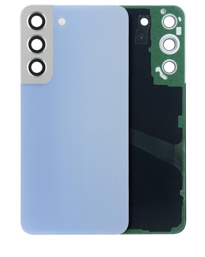[107082079348] Vitre arrière avec lentille caméra compatible Samsung Galaxy S22 5G - Sans Logo - Aftermarket Plus - Bleu ciel