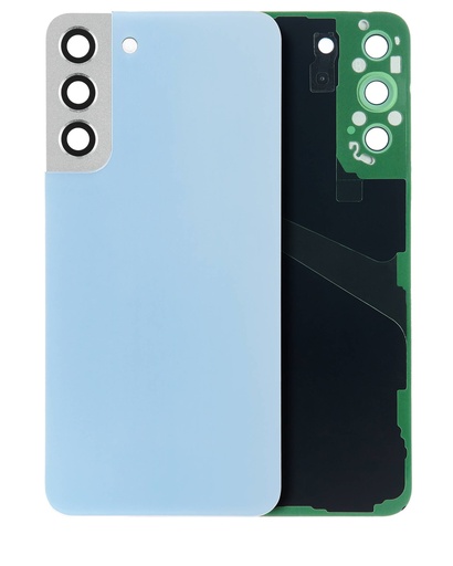 [107082079355] Vitre arrière avec lentille caméra compatible Samsung Galaxy S22 Plus 5G - Sans Logo - Aftermarket Plus - Bleu ciel