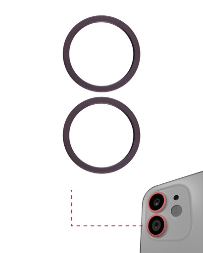 [107082001931] Anneau protection de caméra arrière pour iPhone 11 / 12 / 12 Mini - Lot de 10 - Noir