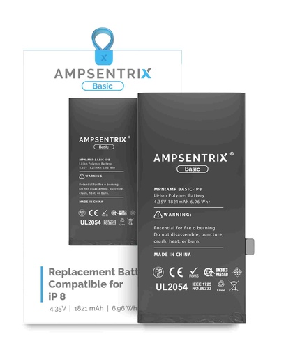 [107082022490] Batterie pour iPhone 8 - Ti - Ampsentrix Basic