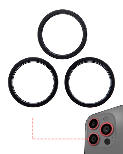 [107082128729] Anneau de protection de lentille de caméra arrière compatible iPhone 14 Pro - 14 Pro Max - 3 Pièces - Space Black