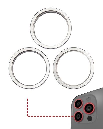 [107082128730] Anneau de protection de lentille de caméra arrière compatible iPhone 14 Pro - 14 Pro Max - 3 Pièces - Argent