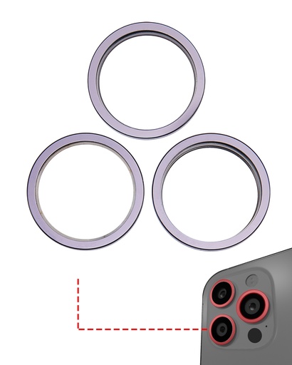 [107082128732] Anneau de protection de lentille de caméra arrière compatible iPhone 14 Pro - 14 Pro Max - 3 Pièces - Deep Purple