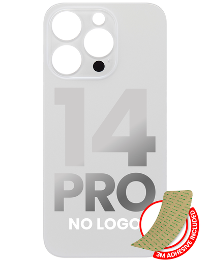 [107082128659] Vitre arrière avec adhésif 3M compatible iPhone 14 Pro - Sans Logo - Large Camera Hole - Argent