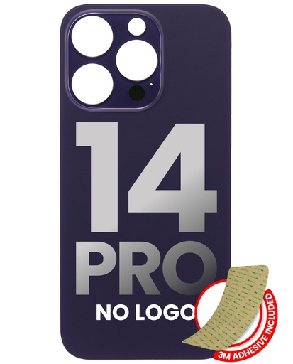 [107082128661] Vitre arrière avec adhésif 3M compatible iPhone 14 Pro - Sans Logo - Large Camera Hole - Deep Purple