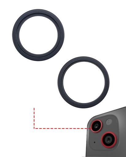 [107082129025] Jeux de 2 Anneaux de protection caméra arrière compatibles iPhone 14 - 14 Plus - Midnight