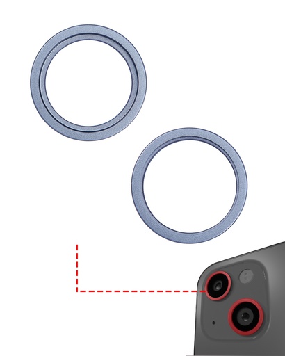 [107082129028] Jeux de 2 Anneaux de protection caméra arrière compatibles iPhone 14 - 14 Plus - Bleu