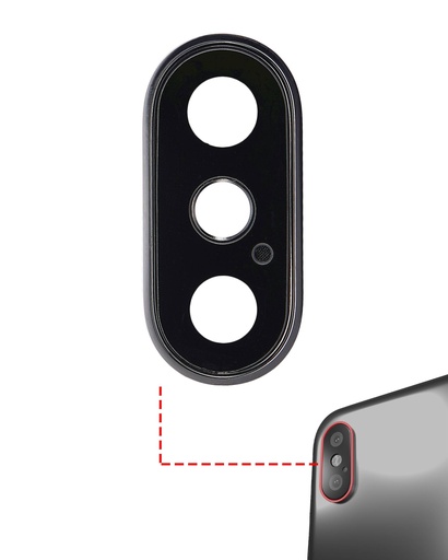 [107082086866] Pack de 10 Lentilles caméra arrière avec support compatibles iPhone XS - XS Max - Aftermarket Plus - Argent