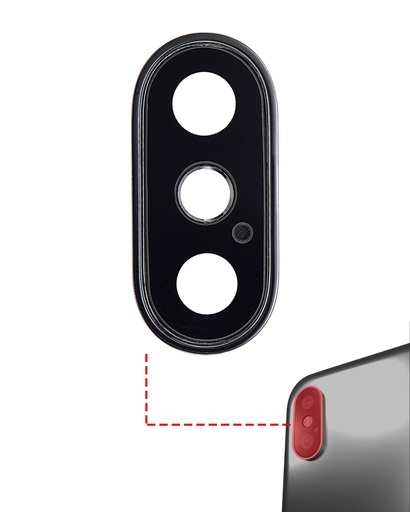 [107082086865] Pack de 10 Lentilles caméra arrière avec support compatibles iPhone XS - XS Max - Aftermarket Plus - Space Gray