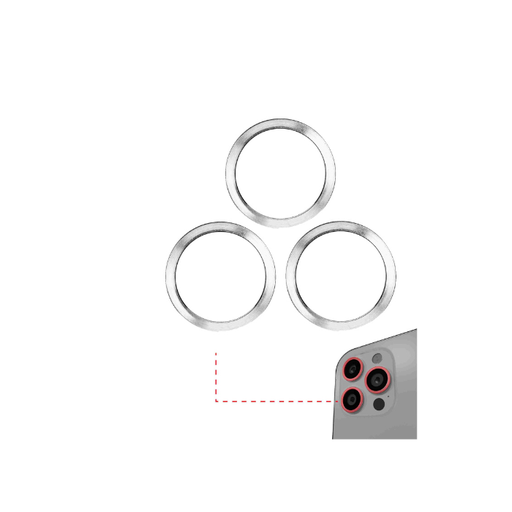 [107082001941] Pack de 10 anneaux de protection de lentille caméra arrière compatible iPhone 12 Pro - 3 pièces par lot - Argent