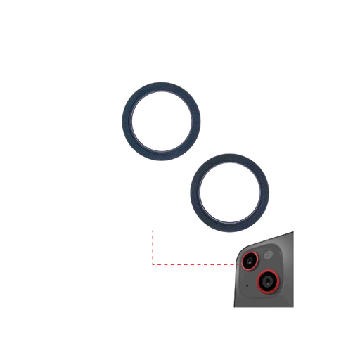 [107082080751] Anneau de protection lentille caméra arrière compatible iPhone 13 et 13 Mini - 2 pièces - Noir Minuit