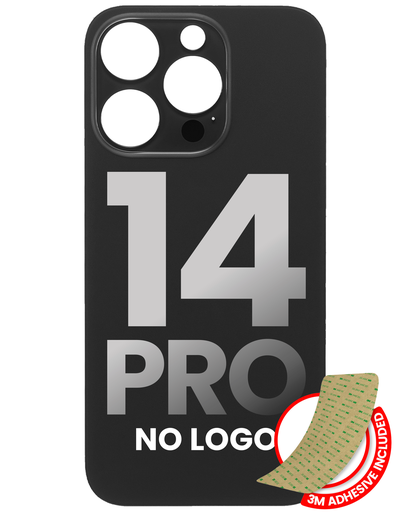 [107082128658] Vitre arrière avec adhésif 3M compatible iPhone 14 Pro - Sans logo - Large camera hole - Space Black