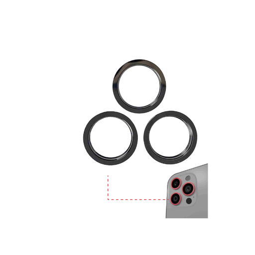 [107082001946] Pack de 10 anneaux de protection lentille caméra arrière compatible iPhone 11 Pro et 11 Pro Max - 3 pièces par lot - Noir