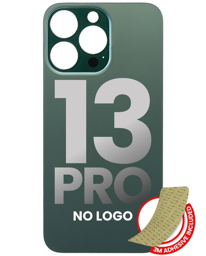 [107085042496] Vitre arrière avec adhésif 3M compatible iPhone 13 Pro - Sans logo - Large camera hole - Alpine Green