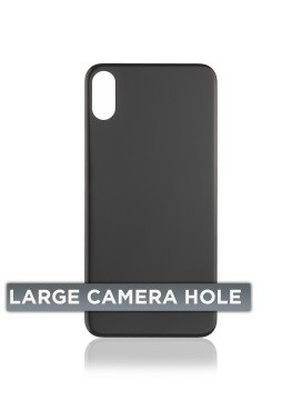 [107082069641] Vitre arrière pour iPhone X (No Logo / Large Camera Hole) - Gris sidéral