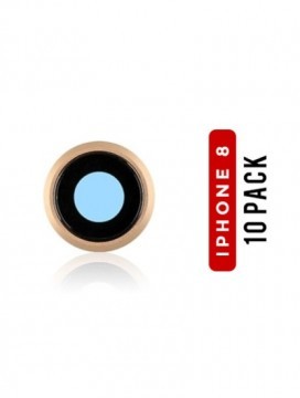 [107082000241] Lentille caméra arrière avec support pour iPhone 8 - Or - Pack de 10