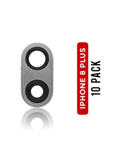 [107082000261] Lentille caméra arrière avec support pour iPhone 8 Plus - Argent - Pack de 10
