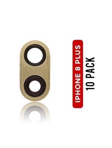 [107082000259] Lentille caméra arrière avec support pour iPhone 8 Plus - Or - Pack de 10