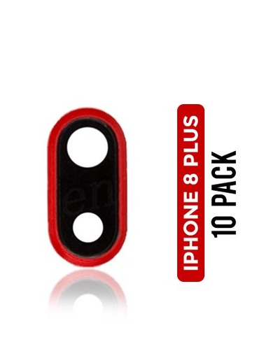 [107082000262] Lentille caméra arrière avec support pour iPhone 8 Plus - Rouge - Pack de 10