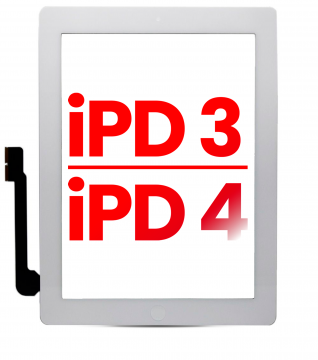 [107082005101] Vitre tactile compatible pour iPad 3 / iPad 4 (bouton Home préinstallé pour iPad 3) - Blanc