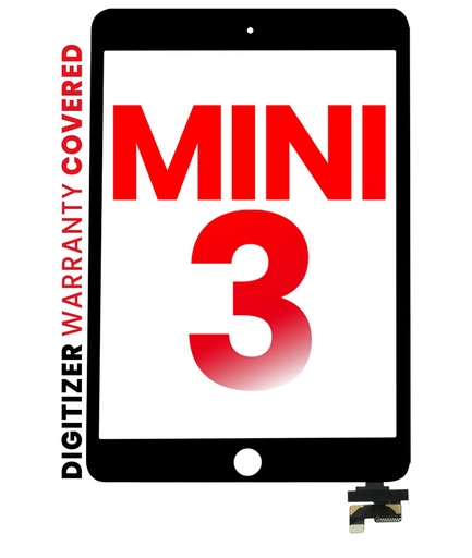[107082004827] Vitre tactile compatible pour iPad Mini 3 sans bouton home - XO7 - Noir