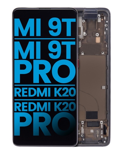 [107082114503] Bloc écran LCD compatible pour XIAOMI MI 9T / 9T Pro / K20 / K20 Pro (avec chassis) - AfterMarket Incell - Noir Carbone