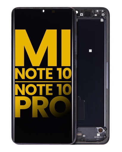 [107082074901] Bloc écran OLED compatible pour XIAOMI MI Note 10 / Note 10 Pro (avec chassis) - Reconditionné - Noir Minuit